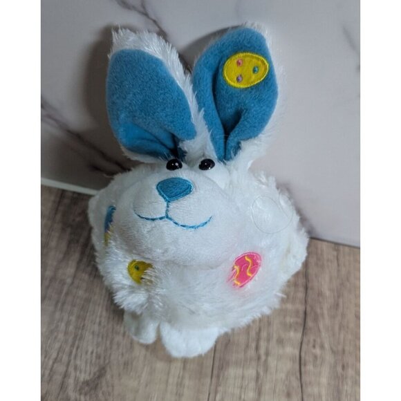White & Blue Plush Bunny With Colorful Patches WalMart Easter 7" - Picture 2 of 9
